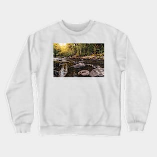 Glowing Sunshine on Creek and Autumn Forest Crewneck Sweatshirt